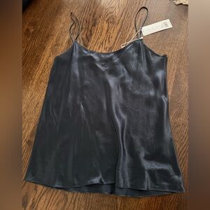 NWT Vince Gorgeous Navy Blue Satin/Silk Tank Top